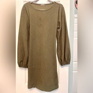 Army green dress with tie back.